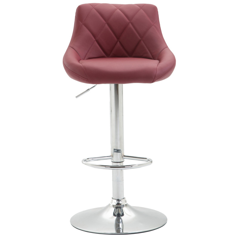 Tabouret de bar Lazio similicuir chromé rouge bordeaux