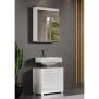 Armoire Miroir - AMANDA - 2 portes miroir - L60 x P17 x H77 cm - Blanc