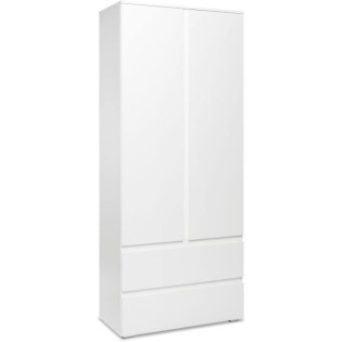 Armoire IMAGE7 - 2 portes + 2 tiroirs - Blanc Mat - L80 x H191 x P40 cm