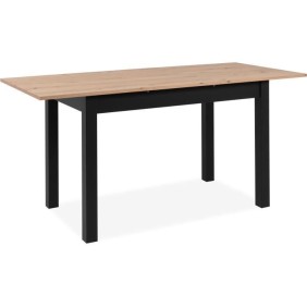 Table extensible Coburg - Décor chene artisan et noir - Allonge de 40 cm - L120/160 x H76,5 x P70 cm