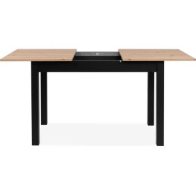 Table extensible Coburg - Décor chene artisan et noir - Allonge de 40 cm - L120/160 x H76,5 x P70 cm