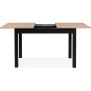 Table extensible Coburg - Décor chene artisan et noir - Allonge de 40 cm - L120/160 x H76,5 x P70 cm