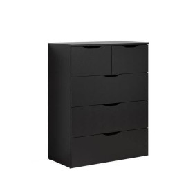 Commode BASIX - 5 tiroirs - Noir Mat - L80 x P40 x H101 cm