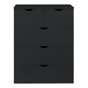 Commode BASIX - 5 tiroirs - Noir Mat - L80 x P40 x H101 cm