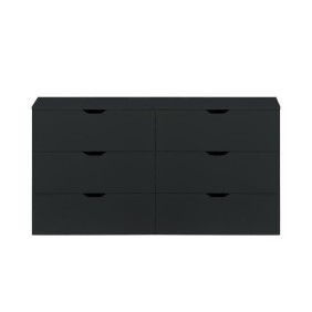 Commode BASIX - 6 tiroirs - Noir mat - L 139 x P 40 x H 80 cm