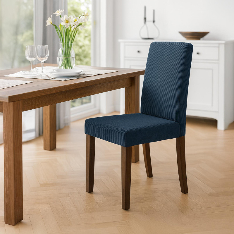 Chaise de salle à manger Ina Cord bleu foncé antique