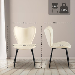 Chaise de salle à manger Maika velours crème