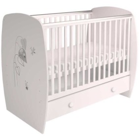 Lit classique - POLINI KIDS - AMIS ZEN - Blanc - 120x60cm - Avec tiroir monté sur glissieres