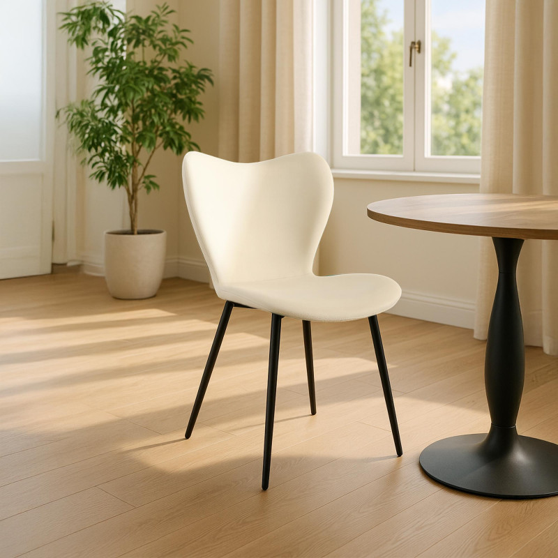 Chaise de salle à manger Maika velours crème