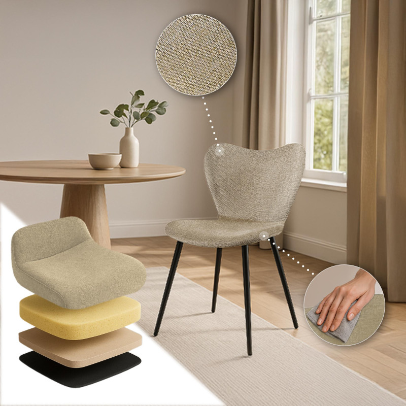 Chaise de salle à manger Maika, tissu taupe