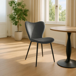 Chaise de salle à manger Maika velours anthracite