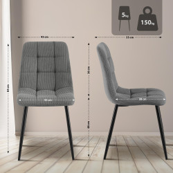 Chaise de salle à manger Tilde Cord gris