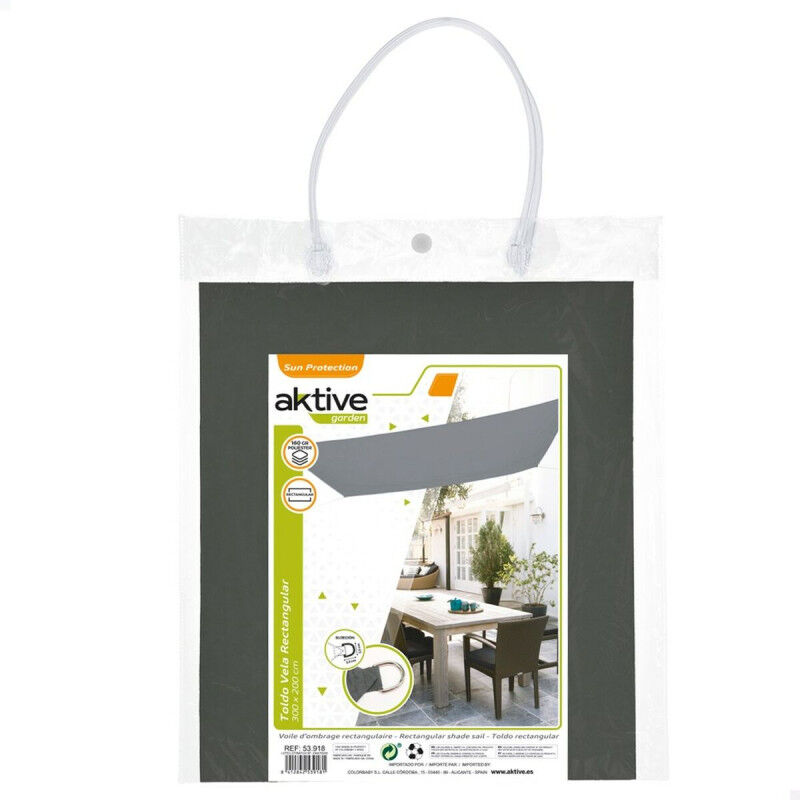 Voile d’Ombrage Rectangulaire Aktive Gris 200 x 0,5 x 300 cm Rectangulaire (6 Unités)
