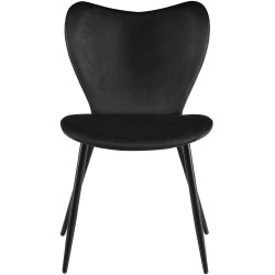 Chaise de salle à manger Maika, velours, noire