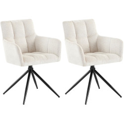 Ensemble de 2 chaises de salle à manger Jonah, tissu crème