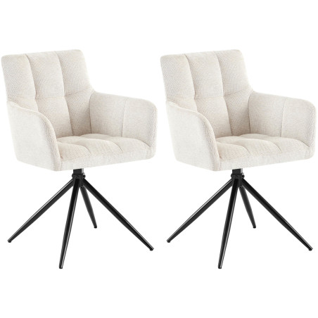 Ensemble de 2 chaises de salle à manger Jonah, tissu crème