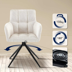 Ensemble de 2 chaises de salle à manger Jonah, tissu crème