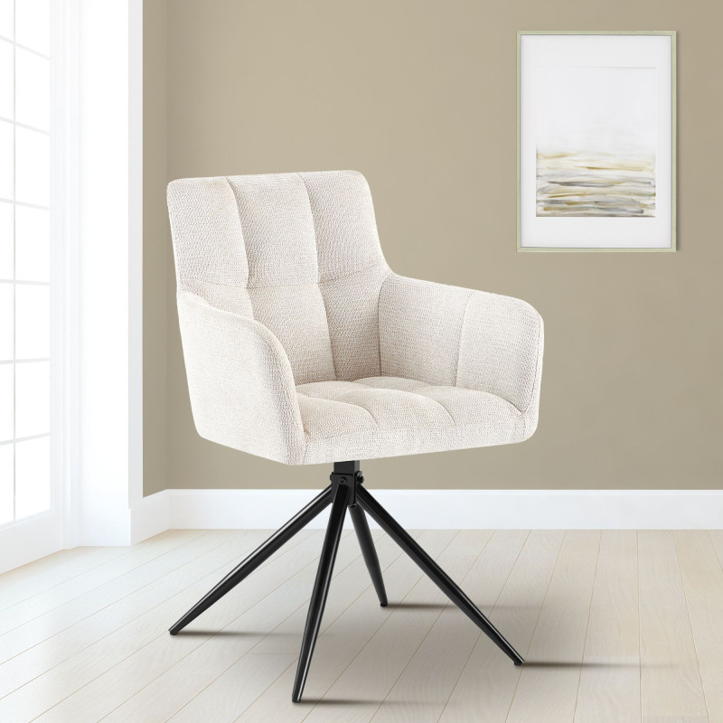 Ensemble de 2 chaises de salle à manger Jonah, tissu crème