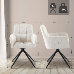 Ensemble de 2 chaises de salle à manger Jonah, tissu crème