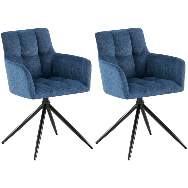 Ensemble de 2 chaises de salle à manger Jonah, tissu bleu foncé