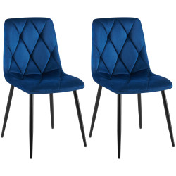 Lot de 2 chaises de salle à manger Clairton en velours bleu foncé