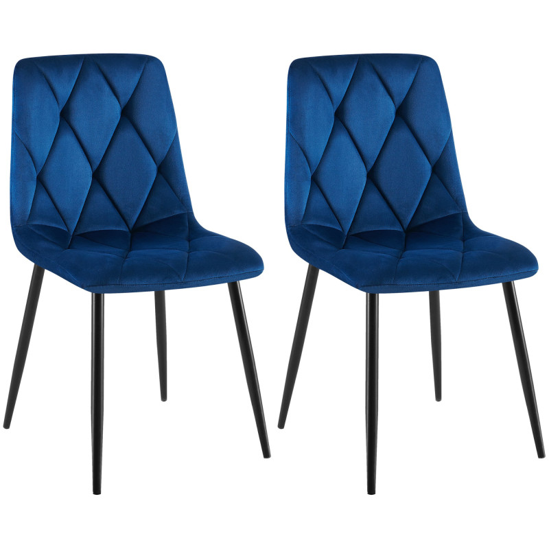Lot de 2 chaises de salle à manger Clairton en velours bleu foncé