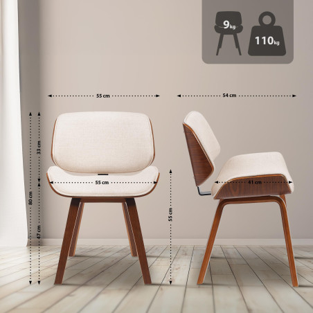 Chaise visiteur Beverley en tissu noyer/crème