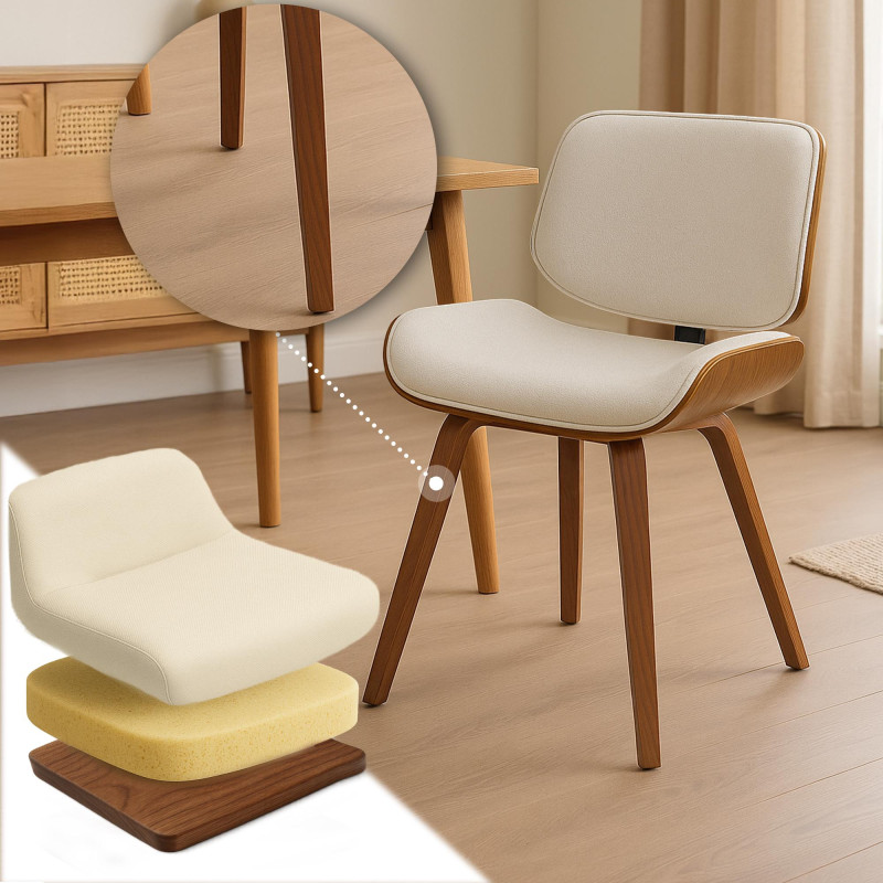 Chaise visiteur Beverley en tissu noyer/crème