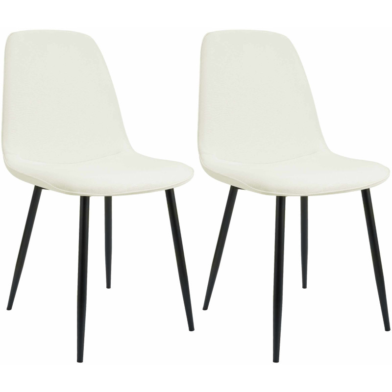 Lot de 2 chaises de salle à manger Maryam tissu crème