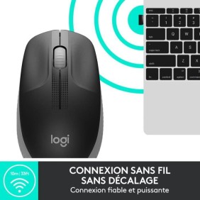 Souris sans fil ergonomique - Logitech - M190 - Gris