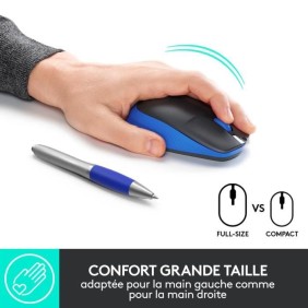 Souris sans fil ergonomique - Logitech - M190 - Bleu