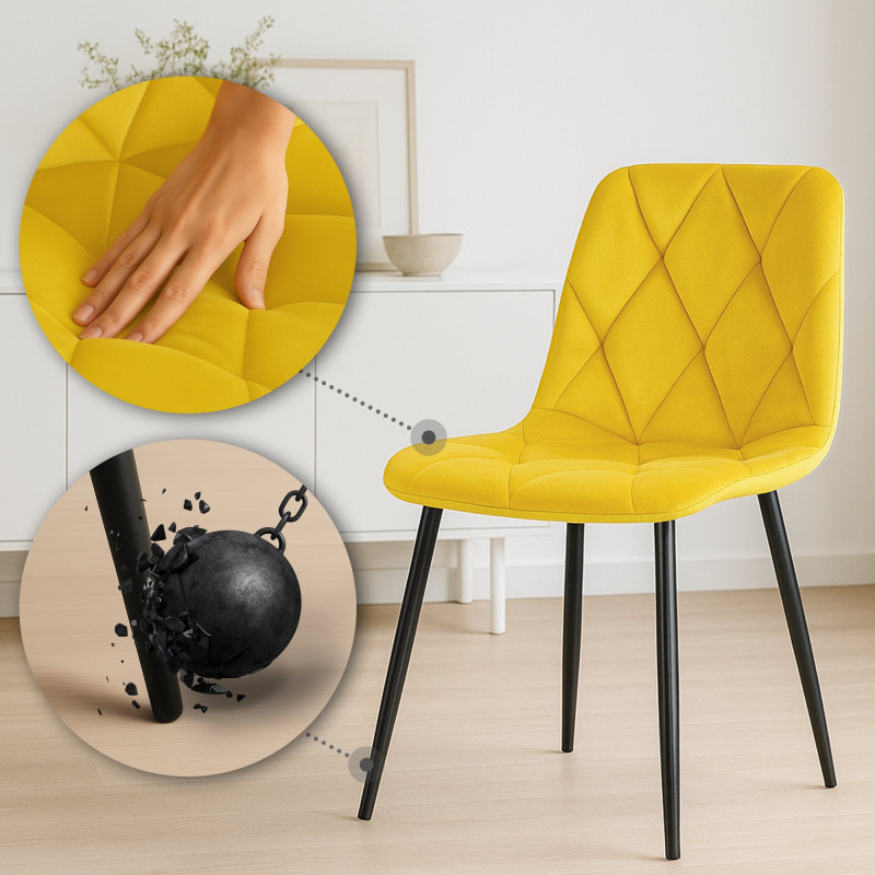 Chaise de salle à manger Clairton en velours jaune