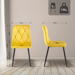 Chaise de salle à manger Clairton en velours jaune