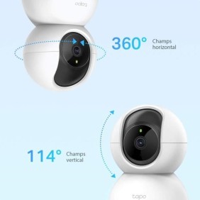 Caméra Surveillance WiFi - TP-Link Tapo C200 - 1080P avec 360° PTZ - Vision Nocturne Détection de Mouvement - pour bébé ou anima