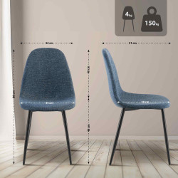 Chaise de salle à manger Napier, tissu bleu foncé