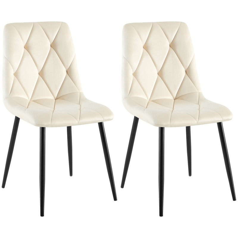 Ensemble de 2 chaises de salle à manger Clairton en velours crème