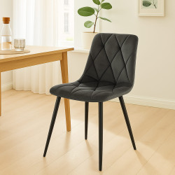 Lot de 2 chaises de salle à manger Clairton velours anthracite