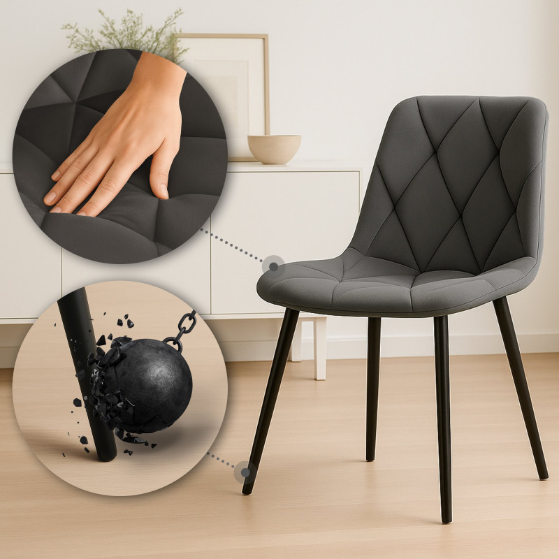 Lot de 2 chaises de salle à manger Clairton velours anthracite