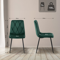 Lot de 2 chaises de salle à manger Clairton en velours vert