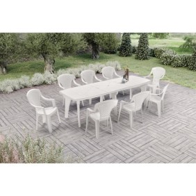 Table a rallonge - ARETA - LIPARI 2 - 180 x 250 x 90 cm - Blanc