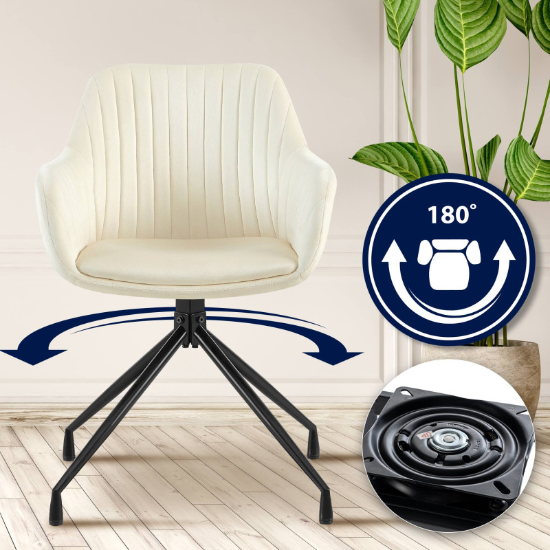 Lot de 2 chaises de salle à manger en velours crème Welby