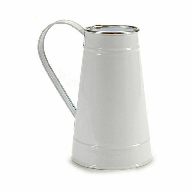 Cache-pot Pot à lait Blanc Argenté Métal 17 x 18,5 x 11,3 cm (24 Unités)