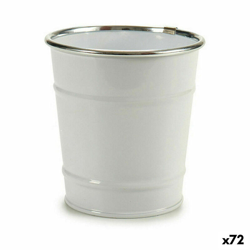 Cache-pot Seau Blanc Argenté Zinc 10,5 x 10,5 x 10,5 cm (72 Unités)