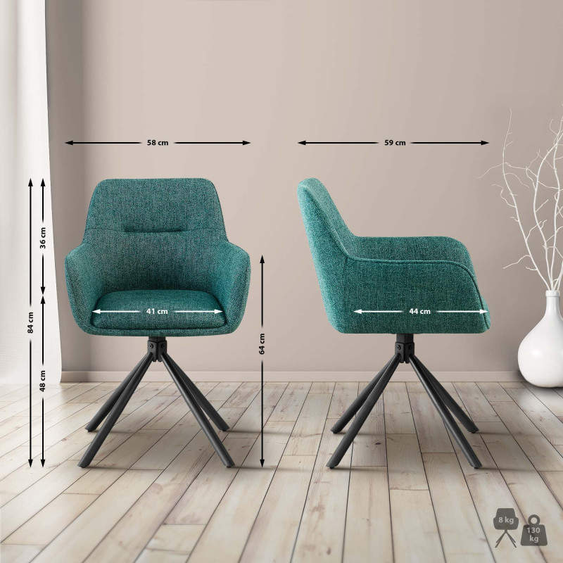 Lot de 2 chaises Tipton en tissu vert foncé