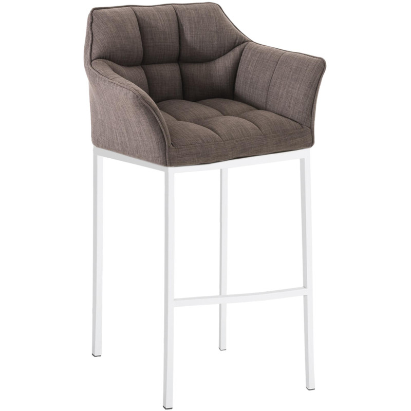 Tabouret de bar Damaso W en tissu avec structure à 4 pieds gris