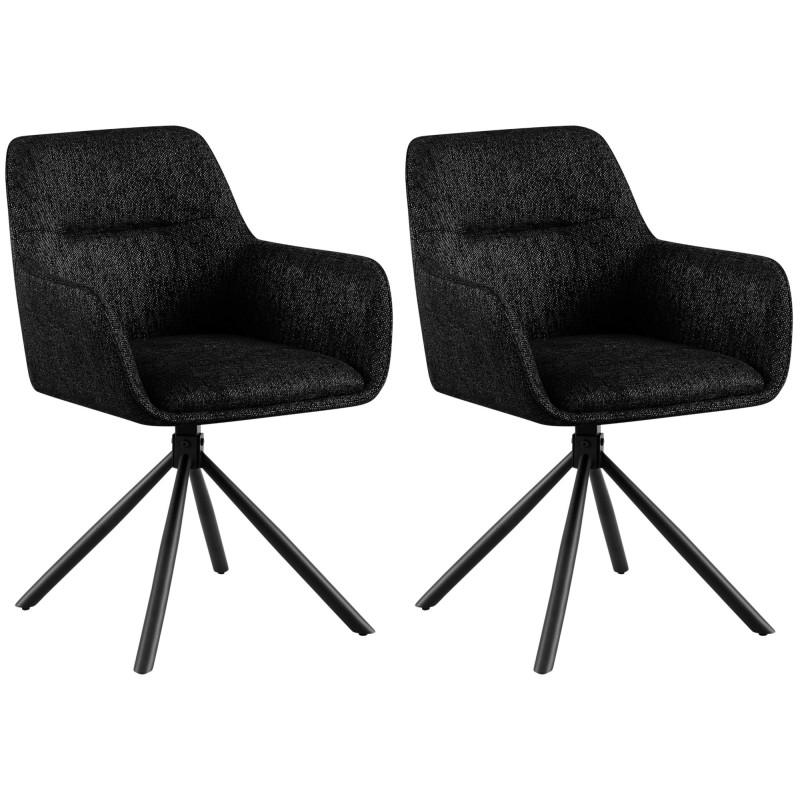 Lot de 2 chaises Tipton en tissu noir