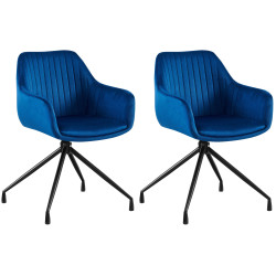 Ensemble de 2 chaises de salle à manger Welby en velours bleu foncé