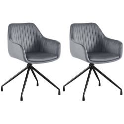 Lot de 2 chaises de salle à manger Welby en velours gris foncé