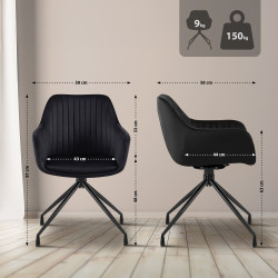 Lot de 2 chaises de salle à manger Welby en velours noir