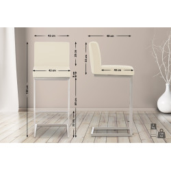 Lot de 2 tabourets de bar Paros, simili cuir crème